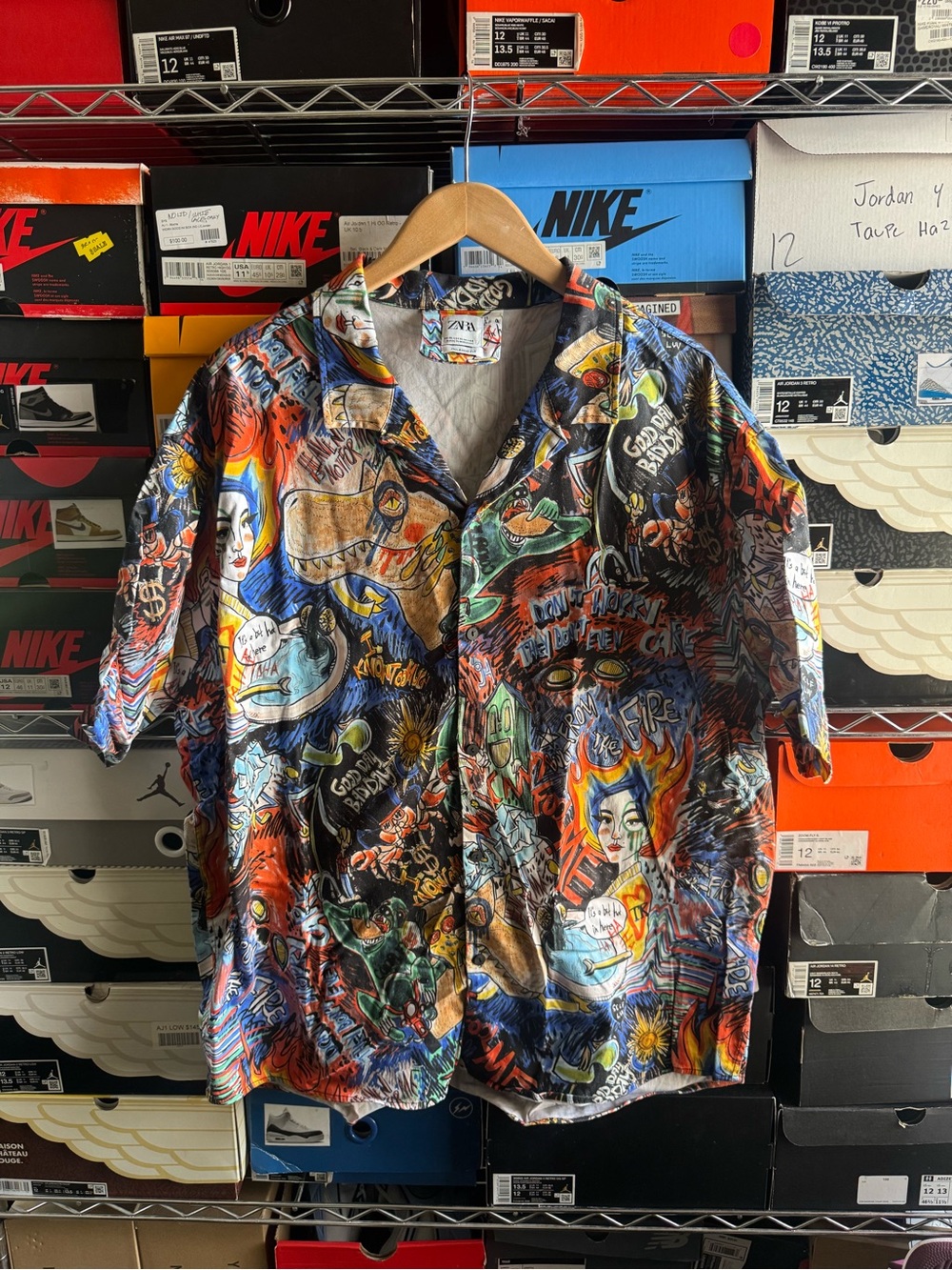 Zara Multicolor Graphic Short Sleeve Shirt - Black Base